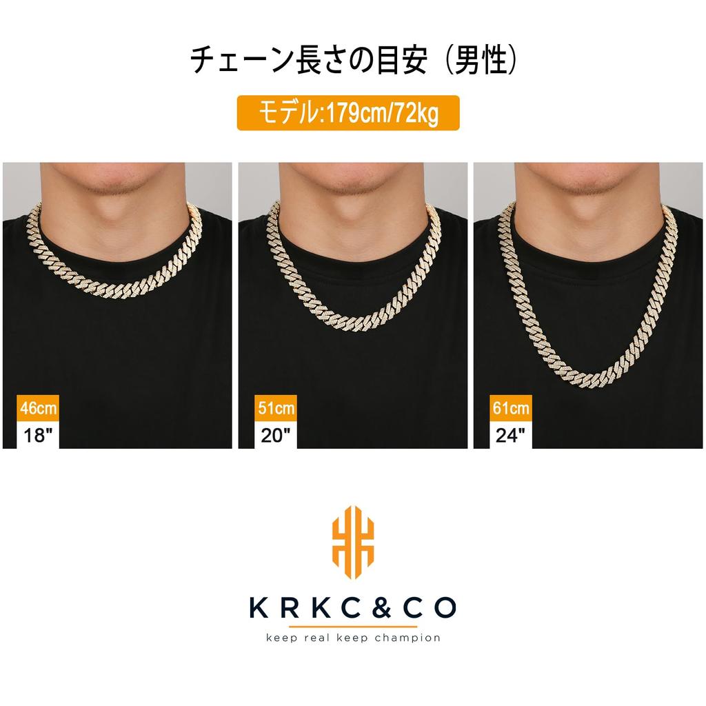 Cuban Link Chain Zirconia Square Miami K14 Gold CZ Hip 46cm KRKC&CO Necklace, 12mm, Style, Plated, Diamond, Men's Necklace, Choker, Hop, Dancer,