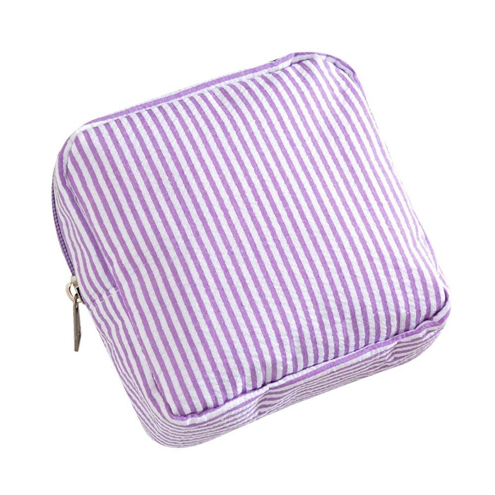 Essential Holder Seersucker Sanitary Napkin Pouch Striped Pattern Multi-functional Cosmetic Bag Mini Makeup Bag Women