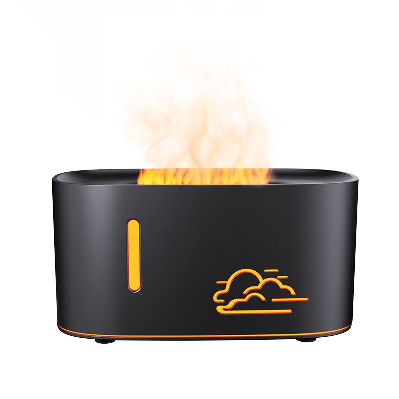 Diffuseur d'arômes à flamme vacillante - Brume automatique, Compact pour la maison/l'hôtel, Diffuseur d'huiles essentielles à grain de bois craquelé