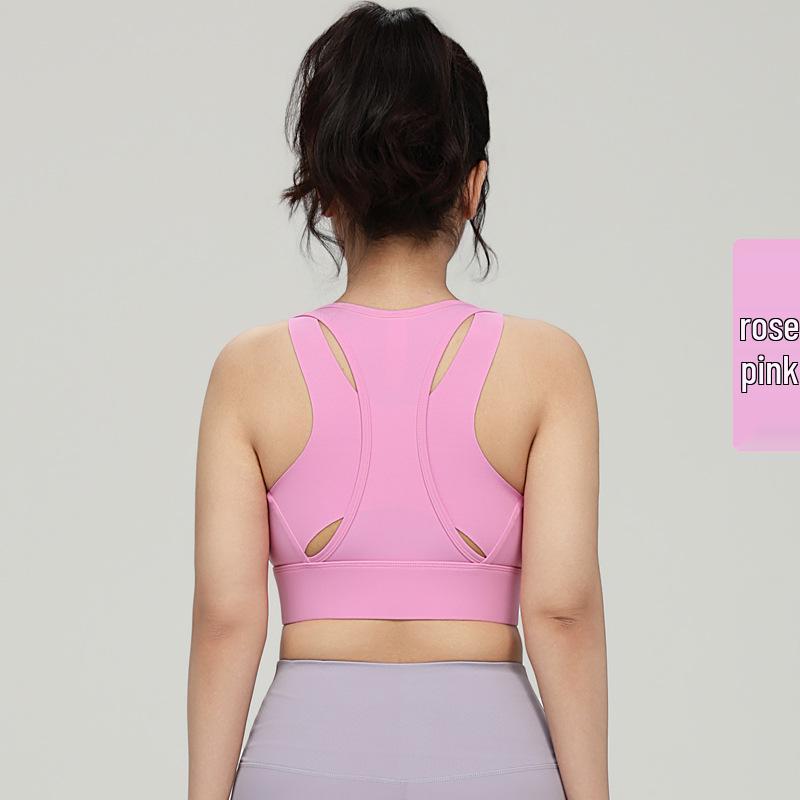

Спортивный бюстгальтер с молнией спереди: Топ для йоги большого размера удлиненного кроя с красивым дизайном спины, ударопрочный для высокоинтенсивных тренировок L роза розовый