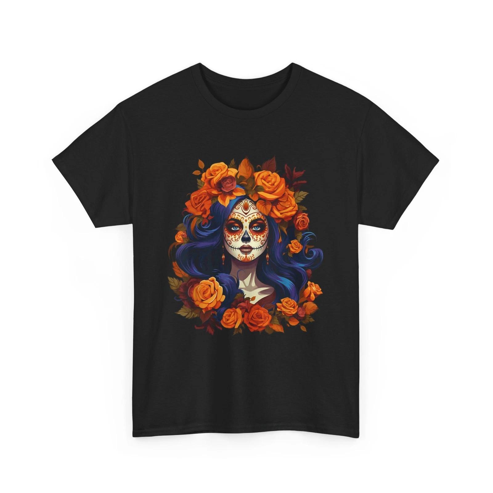 De Los Muertos La Catrina День мертвых Сахарный череп Женская футболка L