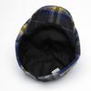 Color Check Octagonal Cap Men Women Autumn Winter Wool Warm Forward Cap British Newsboy Cap Beret