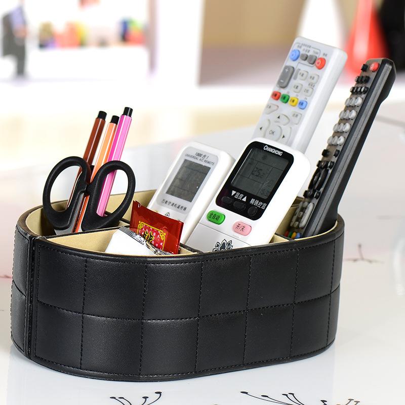 High Quality Luxury PU Leather Storage Box Cosmetic Remote Control Phone Holder Home Office Makeup Organizer     WF