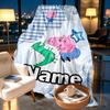 Custom Name Personalized Peppa Pig Print Blankets, Home Decor, Bedroom, Sofa, Camping, Couch, Gifts for Birthday Christmas