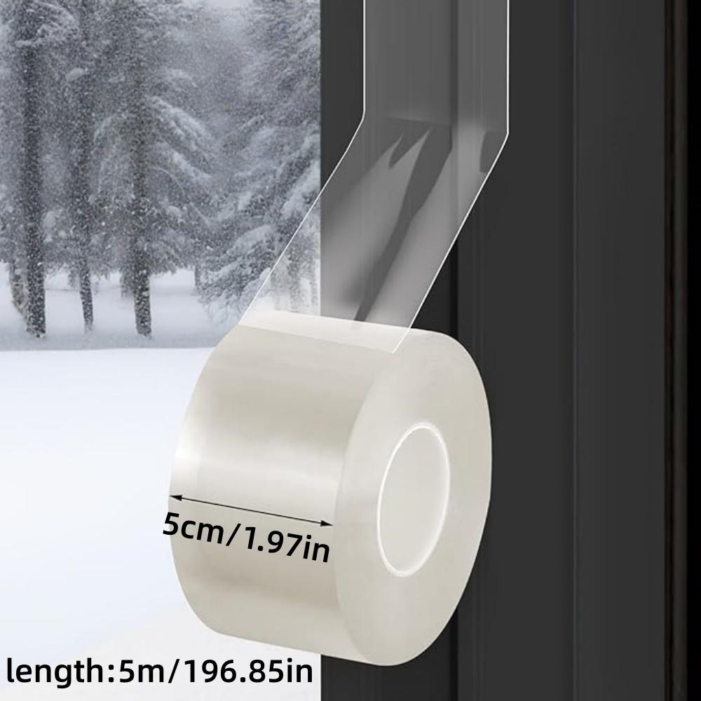 1pc 5mX5cm Window Sealing Tape  Window Clear Weather Stripping Caulk Tape Windproof Weatherproof Window Seal for Window Glass