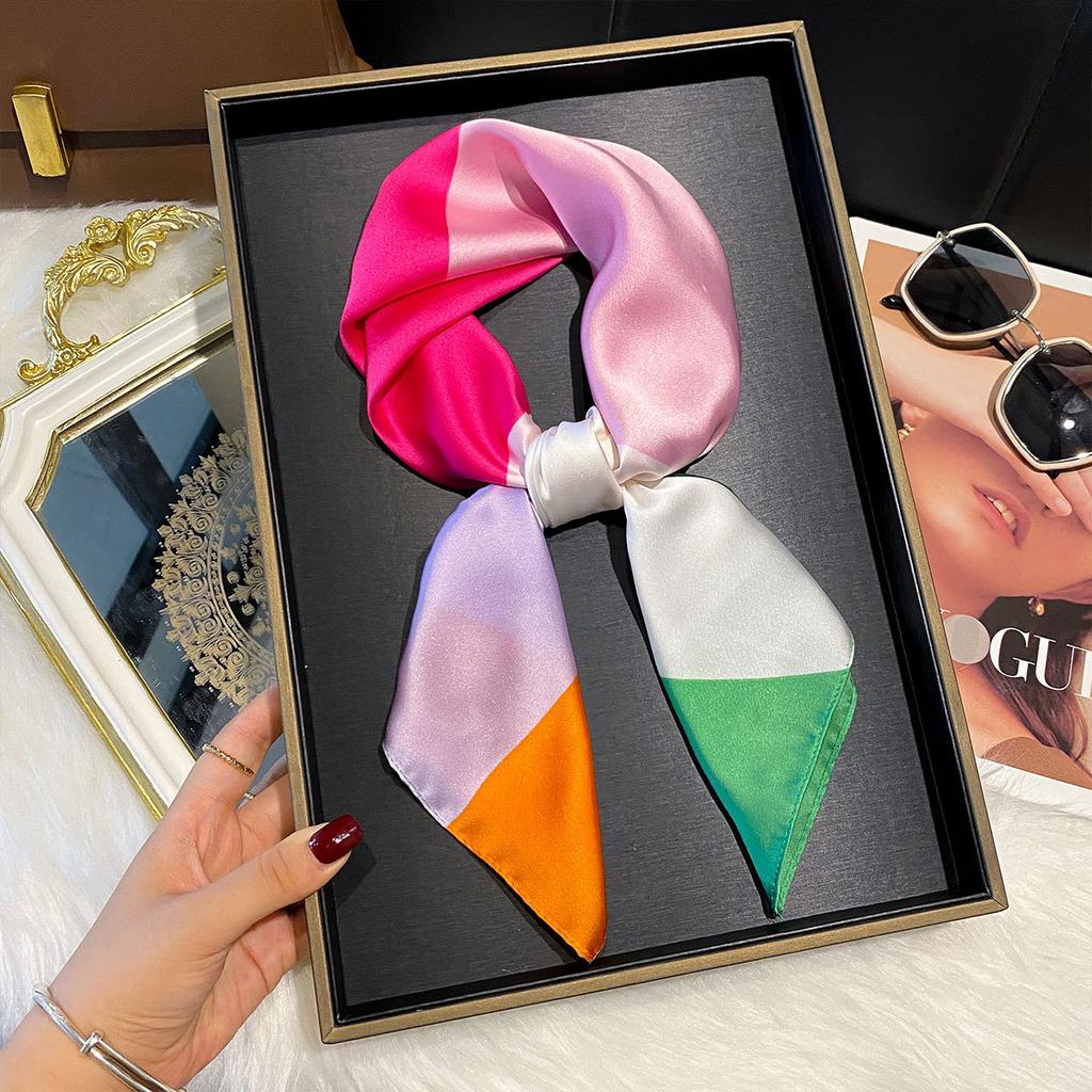 Versatile Fashion Silk 70 Small Square Scarf Professional Scarf Silk Scarf Spring And Summer Matching Scarf Temperament Simple Silk Scarf