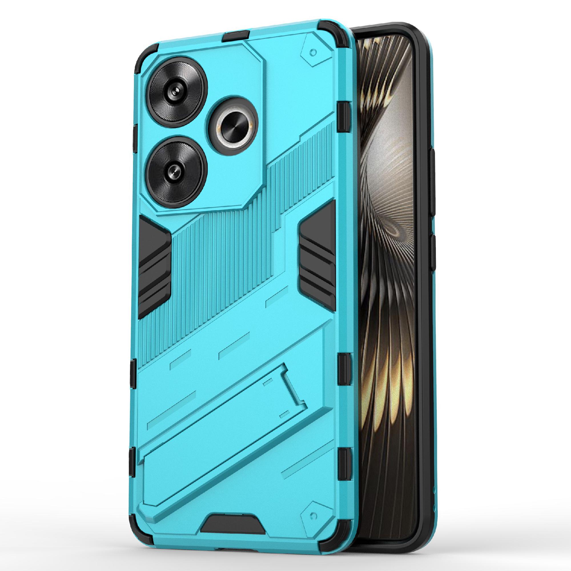 

For Xiaomi Redmi Turbo 3 5G/Poco F6 5G Case Shockproof PC+TPU Phone Cover with Kickstand Baby Blue