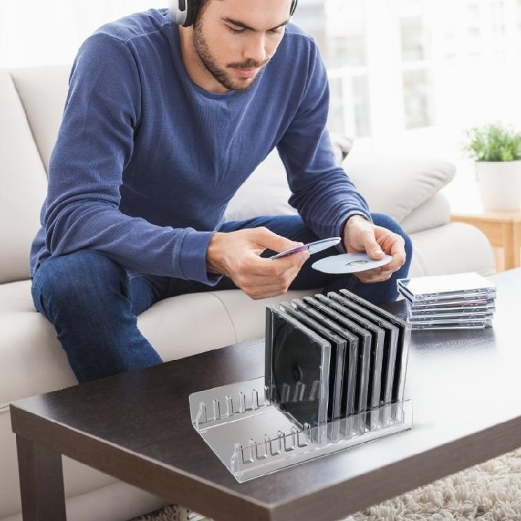 Acrylic CDs Holder with Cascading Desktop CDs Organizers Stores 12 CDs for Efficient Media Storage