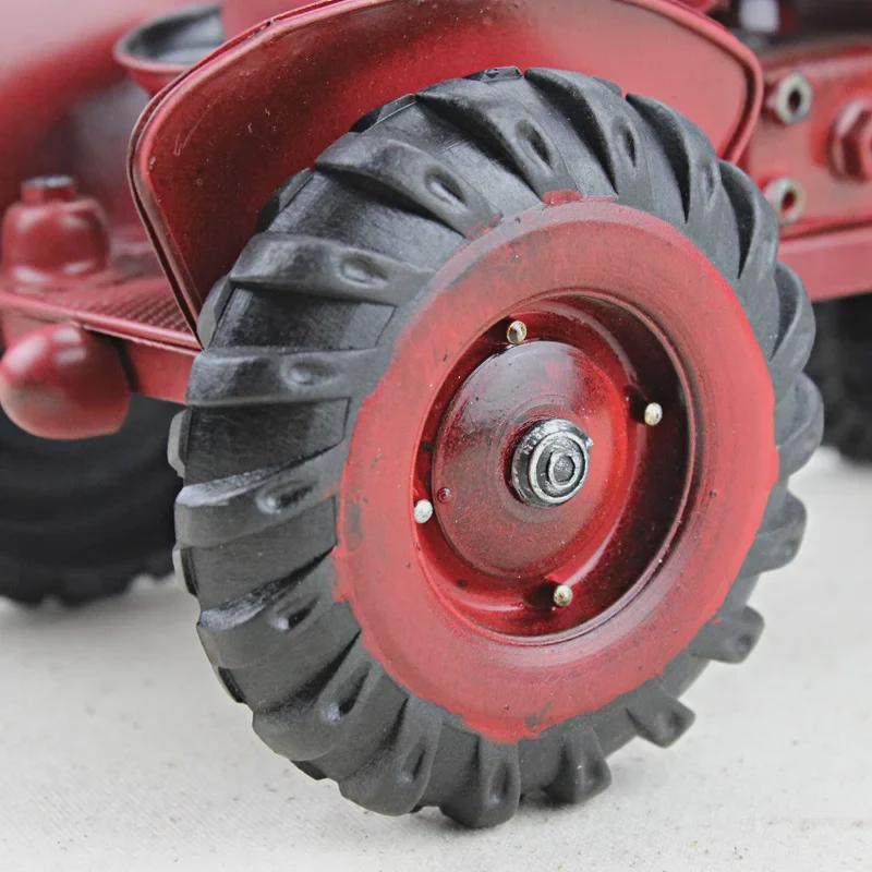 Handmade Vintage Red Iron Tractor Model Crafts