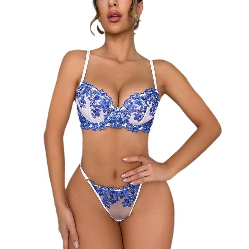 Sex Underwear Set Blue Sexy Comfortable Underwear Set Simple Sexy Lace Pure Desire Underwear