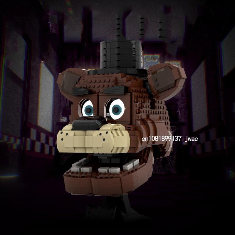 

New 1663PCS Popular Games Series Horrible Bear Head Model Custom Puzzle DIY creative ideas Kids Toys Birthday Halloween Gifts