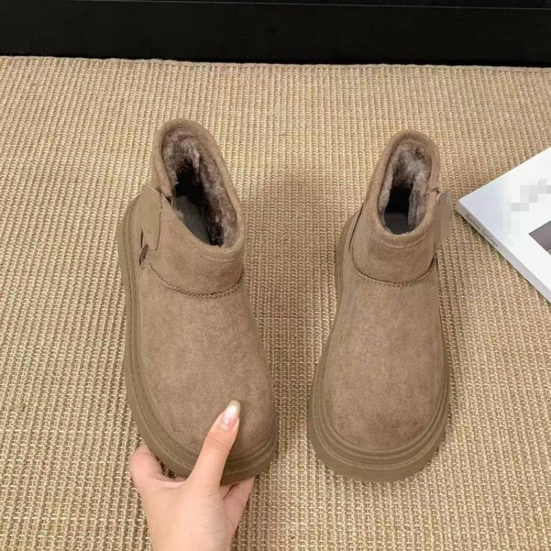 Winter medium tube plush snow boots women's new plush thickened outdoor thick-soled warm cotton shoes women's