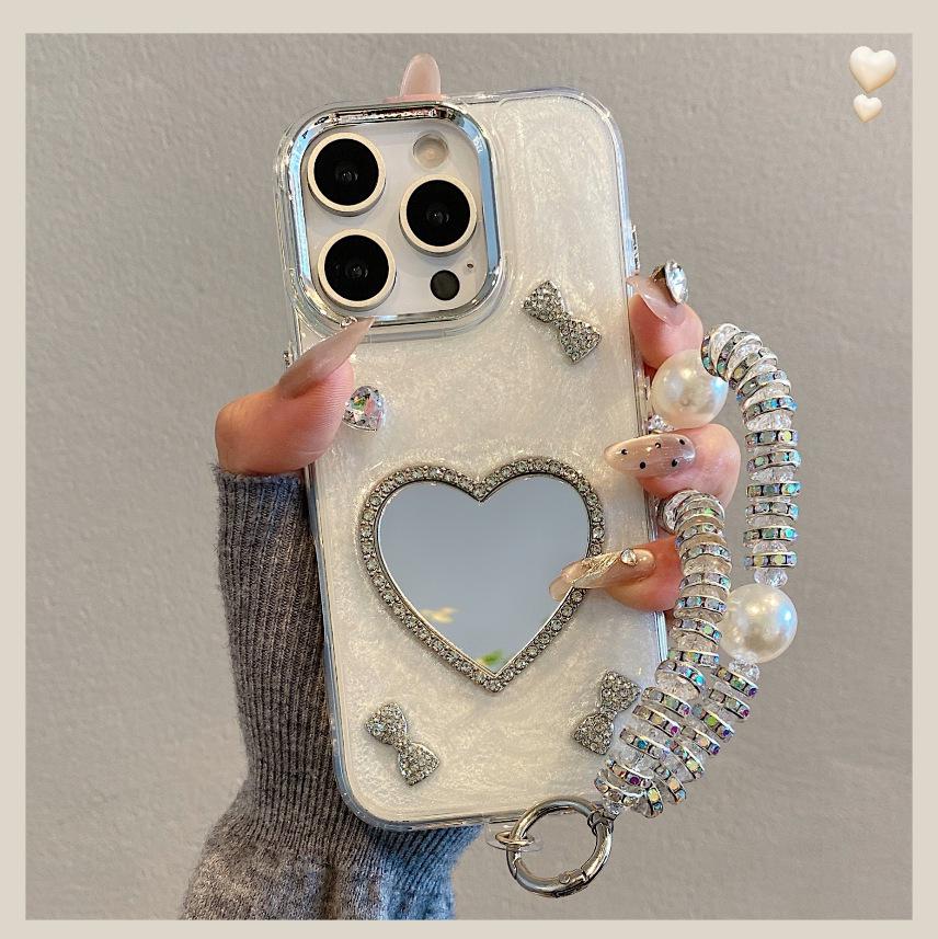 Heart Mirror Electroplated Frame Case for iPhone 17 & Apple 16 PROMAX (No Bracelet).