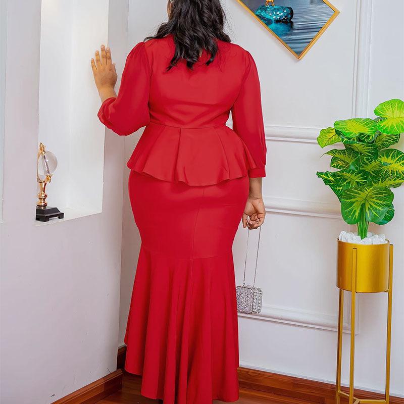 New 2023 African Two-Piece Set with Mesh Splicing and Hot Diamond Design