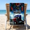 1pc Transformers Beach Towel with Custom Name, Beach/Swimming/Bath/Picnic/Camping Towel, Suitable for Seaside Beaches