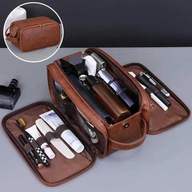 Neceser de PU para Mujer Hombre Portátil Esenciales de Viaje Bolsas de Maquillaje Impermeable Bolsa Colgante Organizador de Lavado Cosmético Bolsa con Particiones Bolsa para Cuidado de la Piel