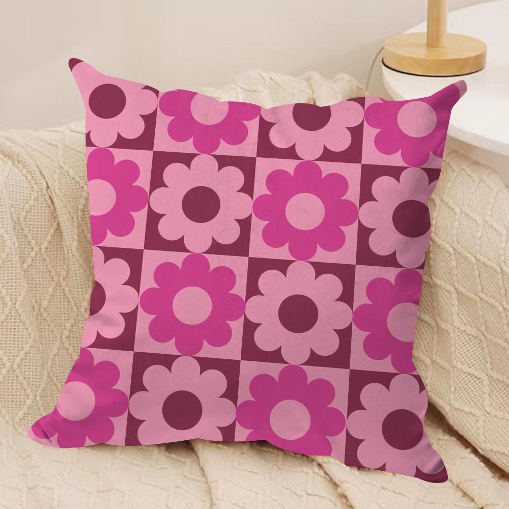 Sweet Retro Geometrical Florals Cushion Cover Short plush Doublesided Print Square Throw Pillow Covers Sofa Home Cushion Decor