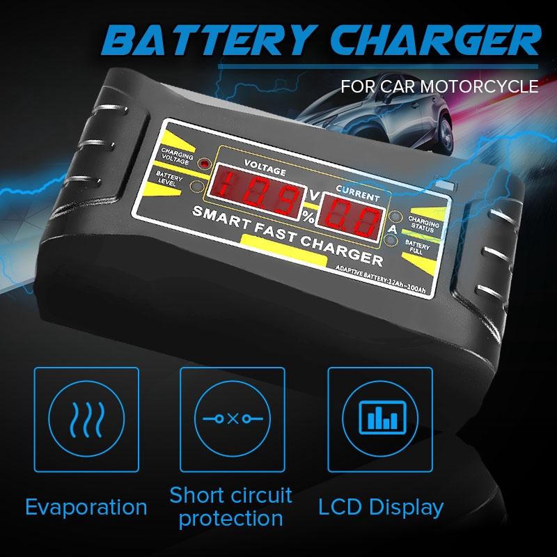 110V/220V To 12V 6A Full Automatic Car Battery Charger Digital Display Smart Fast Power Charging for Car Motorcycle