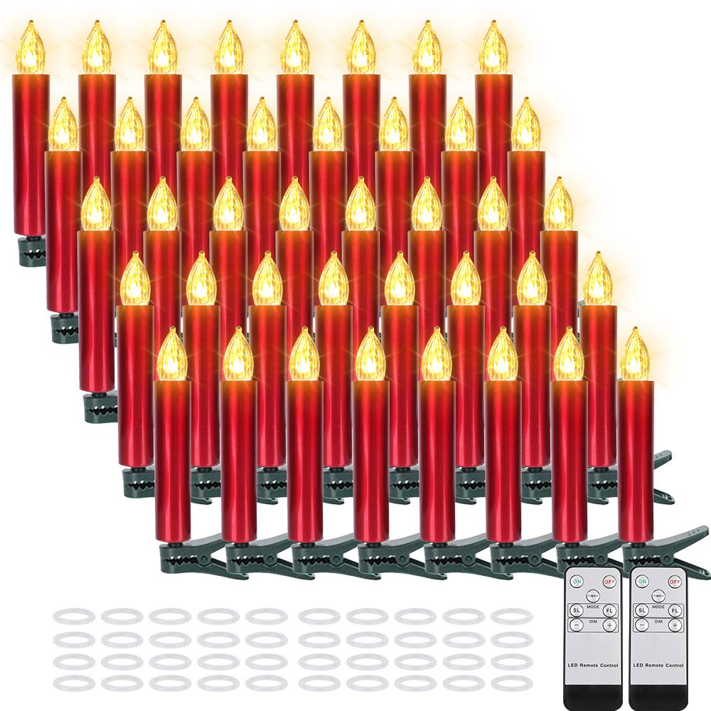 Flameless Flashing LED Christmas Candles, Flashing Fake Candle, Waterproof, Timer Remote, Home Decoration,Valentine's Day, 40Pcs