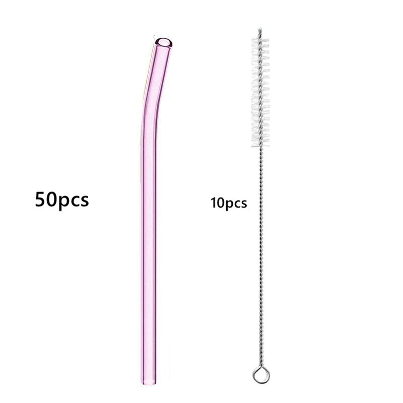 50PCS 20cm Reusable Straws Glass Drinking Straws Multi-color Eco-Friendly Straws for Cocktail Smoothies Bar Accessory Barware