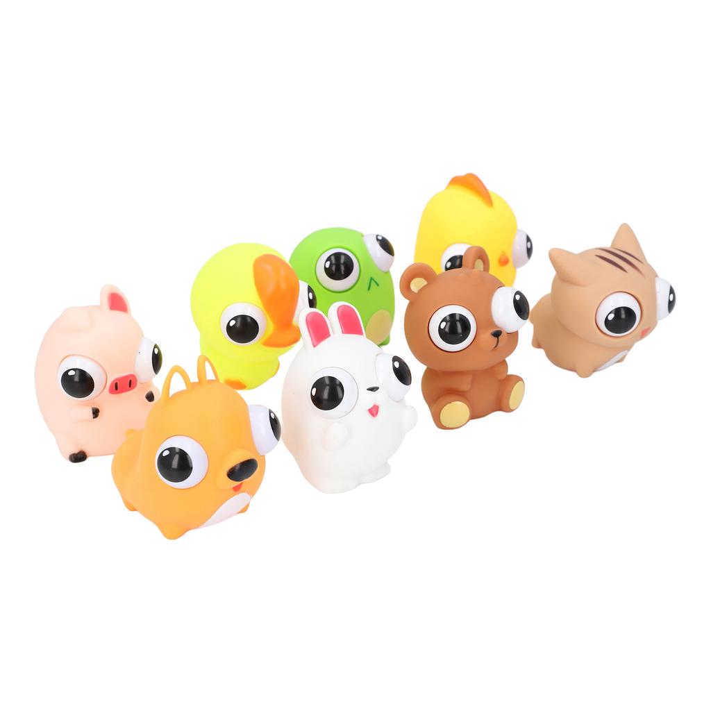 8pcs Cartoon Squeeze Toy Eyes Opening Stress Anxiety Relive Animal Squeezing Sensory Toy for Kids