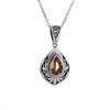 Water Droplet Shaped Hollow Carved Pendant Necklace, Inlaid with Zircon Retro Fashion Accessories Gift
