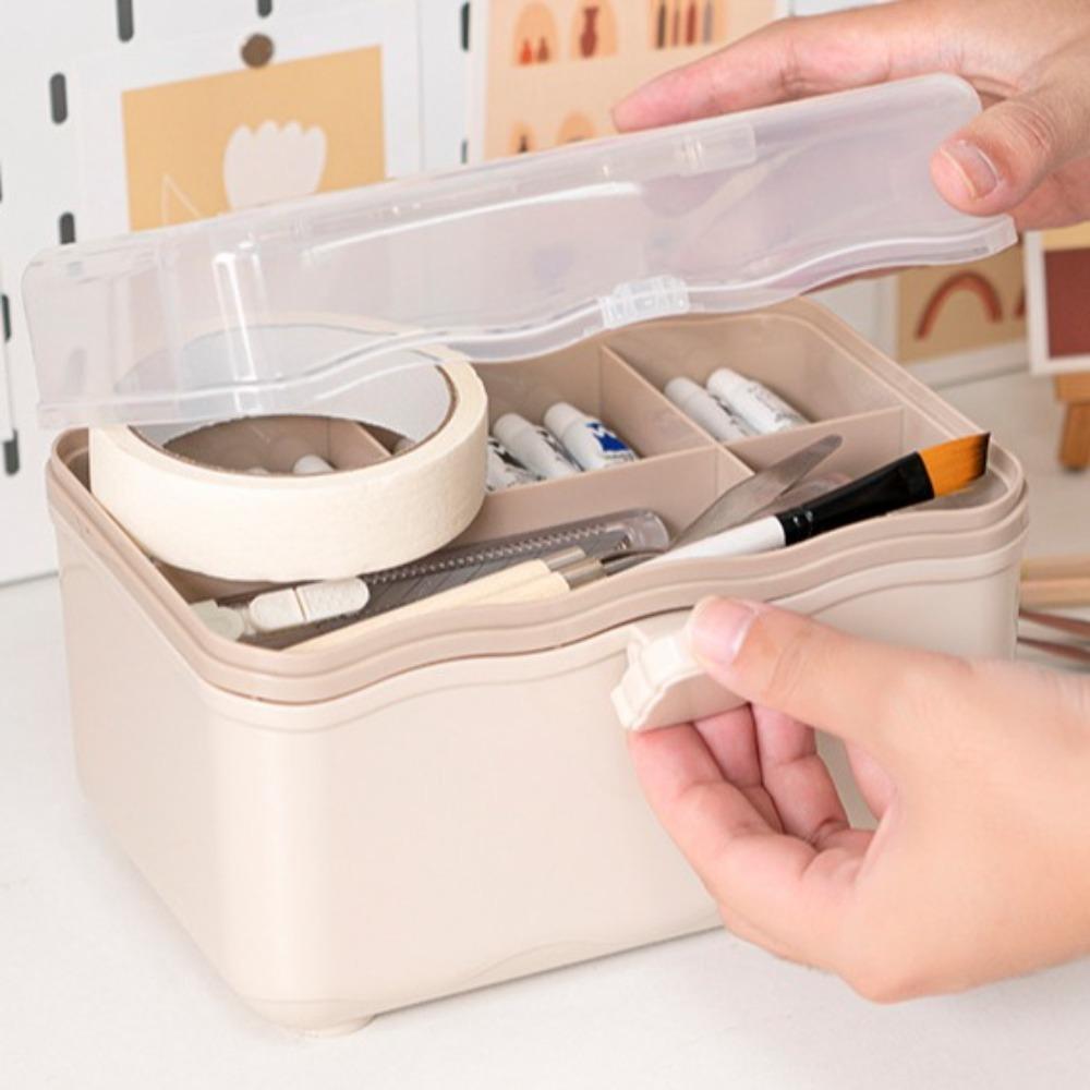 Cosmetic Case 2 Layer Storage Box Jewelry Case Family Emergency Kit Box  Home Room Office