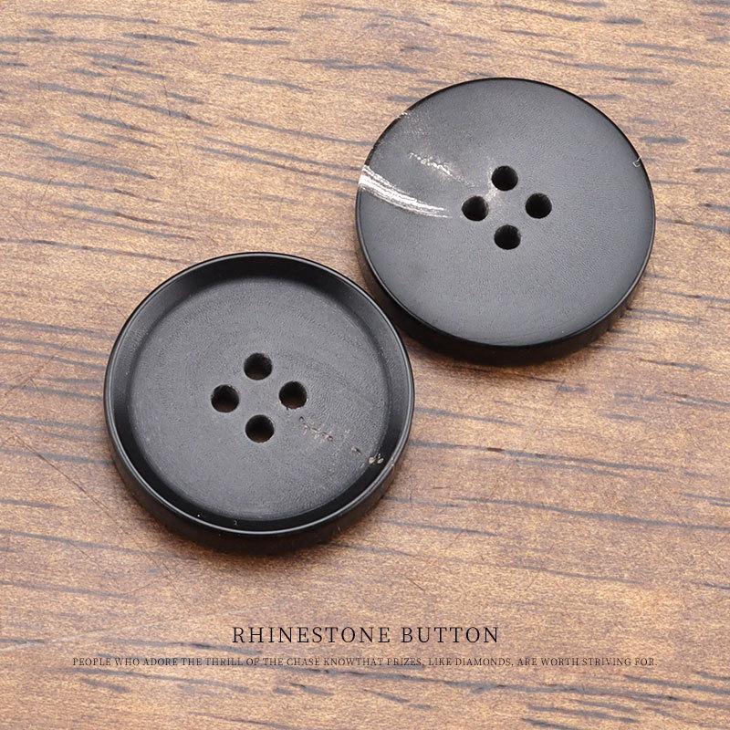 

5pcs Inverted Edge Four-Eye Horn Button High-End Coat Trench Coat Black Button Suit Sweater Dark Coffee Button Accessories 15Mm black