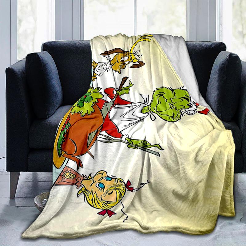 1Pc Grinch Christmas Hijinks Blanket Soft And Comfortable Casual Warm Camping Travel Christmas Halloween Gift M921667