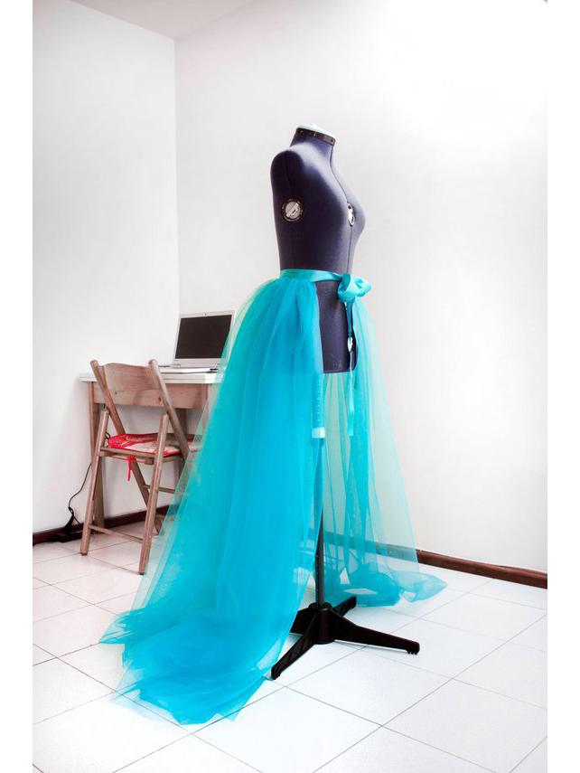 Elegantní průsvitná midi sukně s rybím ocasem koktejlová párty večerní ples balet svatební šaty