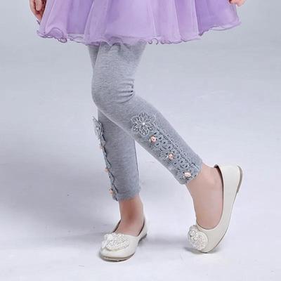 Girls Spring and Autumn Cotton Bottoms Solid Color Slimming Outer Pants