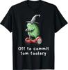 Whimsical Frog Wizard Off To Commit Tom Foolery Frog Meme 100% Cotton T-shirt Mens Tees Top