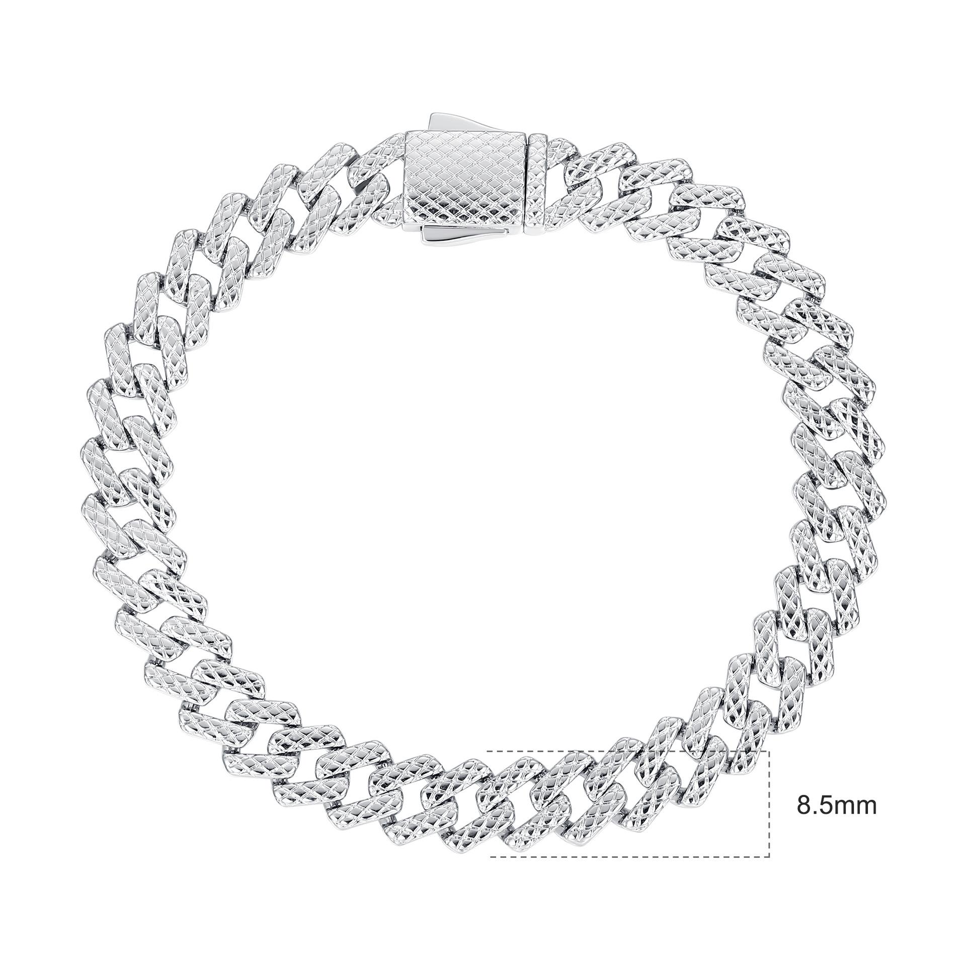 

A new 9mm spring buckle rhombus zircon Cuban bracelet jewelry fashionable niche design, popular 7.5inch