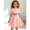 Sweet Cartoon A-line Dress for Girls, Short Sleeved Casual Summer A-line Dress Suitable for Birthday Parties and Gift Giving