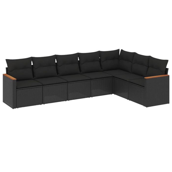 VidaXL Garden Lounge Set with Cushions 7 Pcs, Patio Sofas, Patio Furniture Set, Outdoor Furniture, Black 3258429