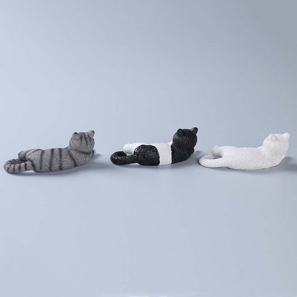 Gato de Dibujos Animados Modelo de Mascota Simulación Estatua de Gato Acostado Adorno de Gato Creativo Decoración de Escritorio de Oficina