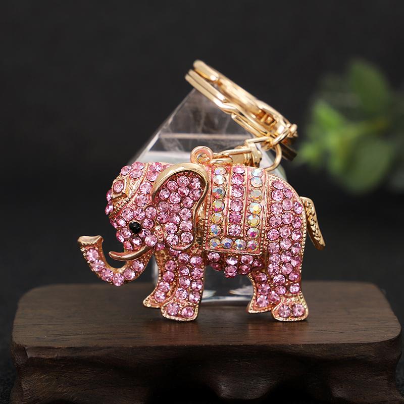 New Design 3D Enamel Elephant Crafts Key Holder Fashion Crystal Animal Bag Pendant Unique Jewelry Gift Bag Charm