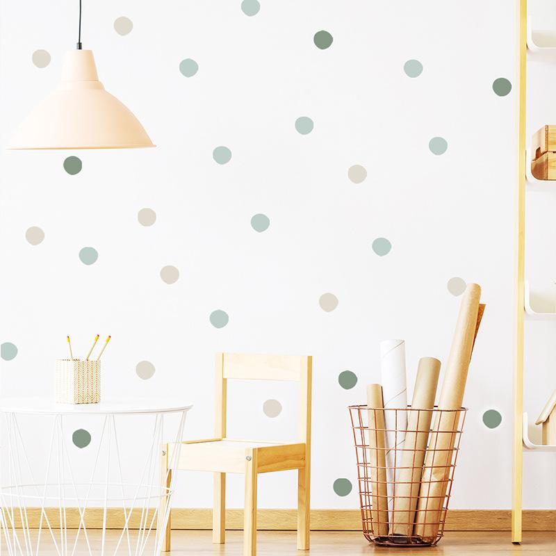 Morandi Color Dots Wall Sticker for Girls Room Entryway Background Removable Self-Adhesive Wall Decal