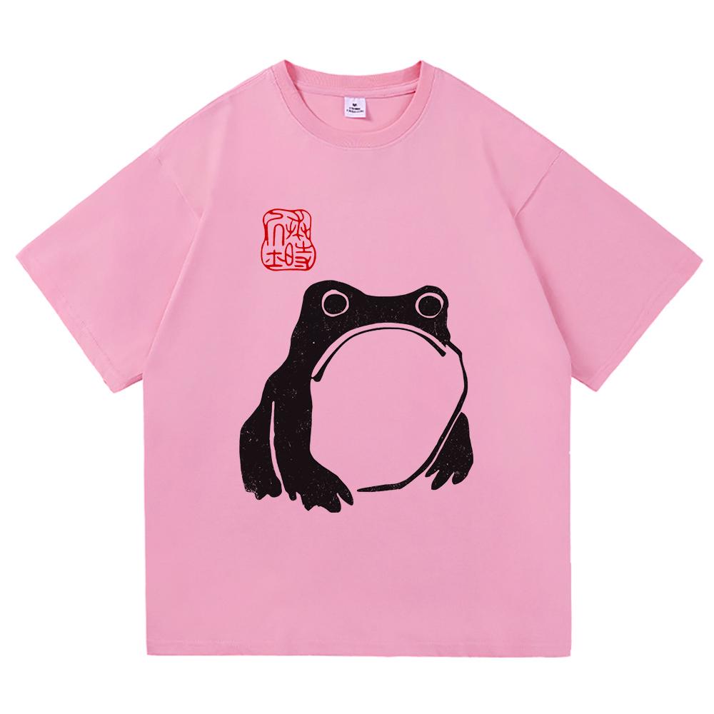 Vintage Unimpressed Frog T Shirt Fashion Men/Women Aesthetic Funny Japanese Anime T-Shirt High Quality Casual Cotton Tees Shirts