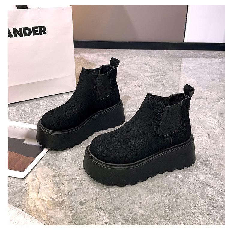 

Женские ботинки на толстой подошве, ботинки-сигареты, осенне-зимние новые ботинки с коротким голенищем на платформе, матовые кожаные короткие ботинки 35