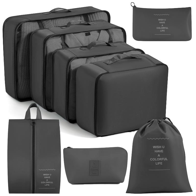 Eight-Piece Waterproof Travel Storage Bag Set for Business Trips - Large Capacity
