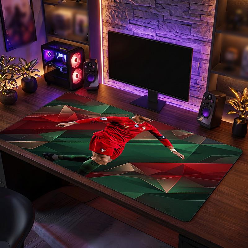 Cristiano Ronaldo Crest Mouse Pad, Extended Non Slip Rubber Desk Mat for Gaming Office Laptop Fan Gift