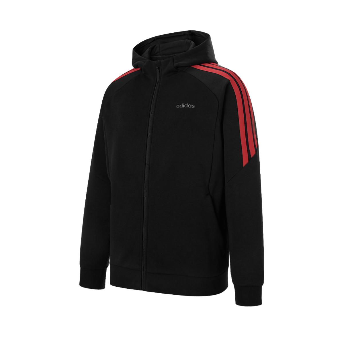 adidas Future Icons 3-Stripes Hoodie Black Red KQ7855 XS