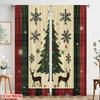 2 Stück, 2D-Flachdruck Vorhänge&Fensterdekoration Büffelkaro Weihnachtsbäume Schneeflocken_c Vielseitiger Stoff (ohne Stange) Zimmer