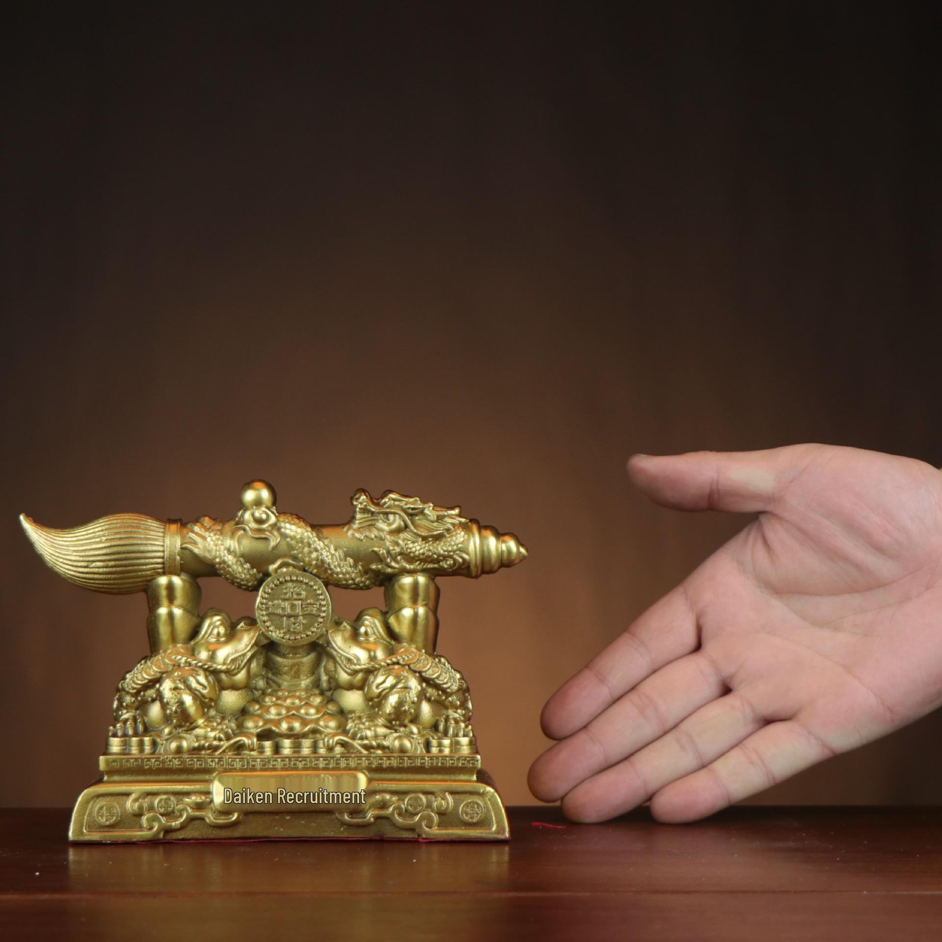 Brass Wenchang Pen Ornament: Golden Fish Leaping Over Dragon Gate - Home Office Prosperity Gift for Success