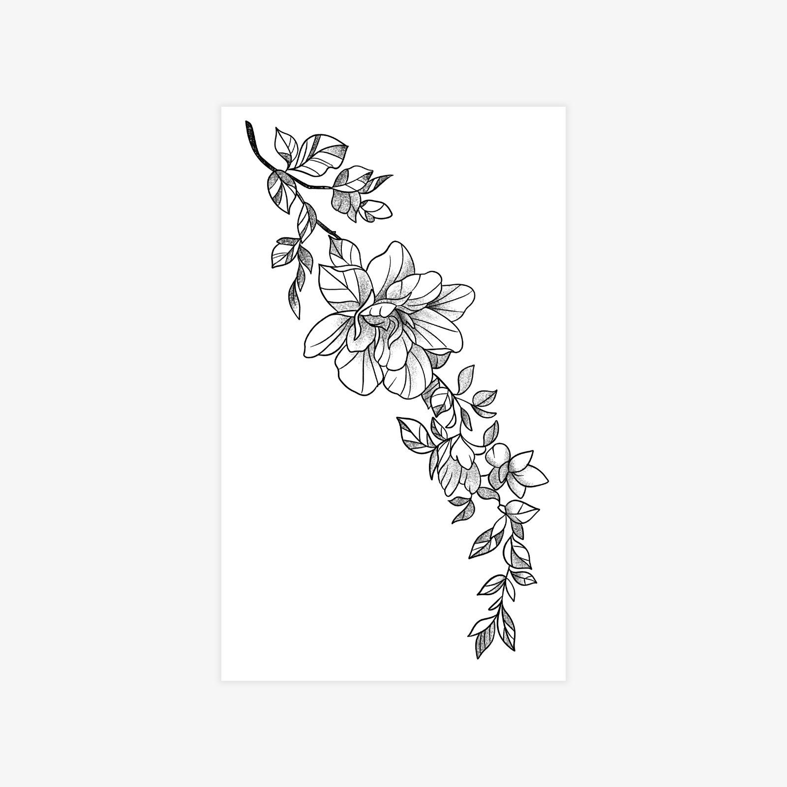 Small Fresh And Simple Flower Tattoo Sticker High-End And Beautiful Collarbone Tattoo Sticker 9*15