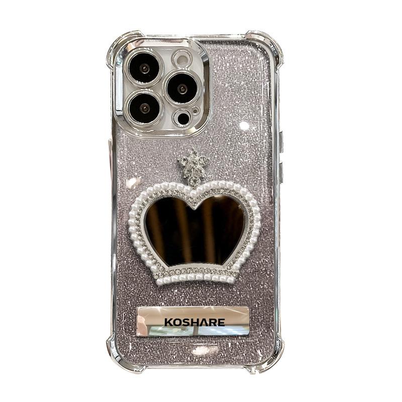 Crown Mirror Bracelet Suitable for Apple 16pro Mobile Phone Case Mate70 Four Corner Anti-fall 15 Electroplated Xiaomi 14/13
