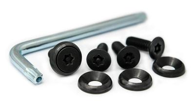 Kennzeichenschrauben Pintorux Sarah Edelstahl (Schwarz) 4 Stück & Werkzeugsatz M6 x 20