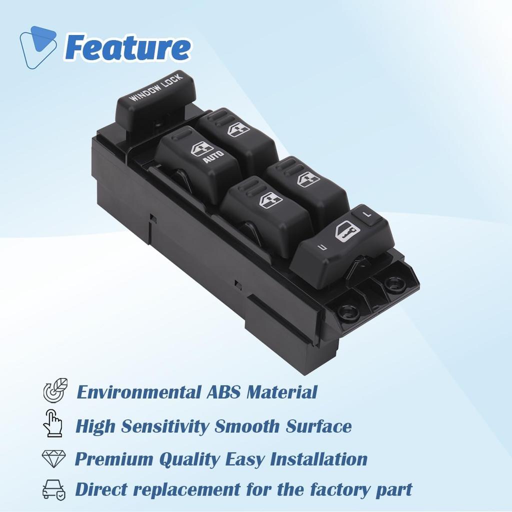 Fensterheberschalter Bedienknopf Fahrerseite Kompatibel mit 2000-2002 Chevrolet Chevy Tahoe Silverado Suburban Avalanche GMC Yukon Sierra 1500