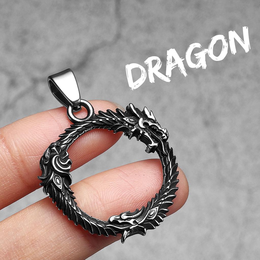Triple Dragon Ring Amulet Men Necklaces Stainless Steel Pendant Chain Women Fashion Jewelry New In Accessories Gifts